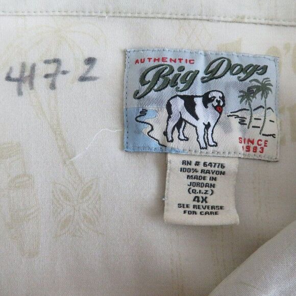 Big Dogs Hula Cocktail Shirt Size 4X Border Print Hawaiian Aloha - Picture 10 of 13